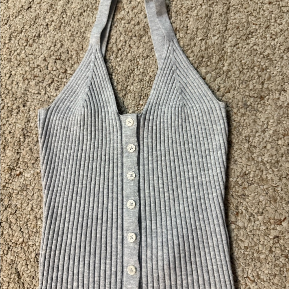 Aerie Gray Ribbed Tank Top